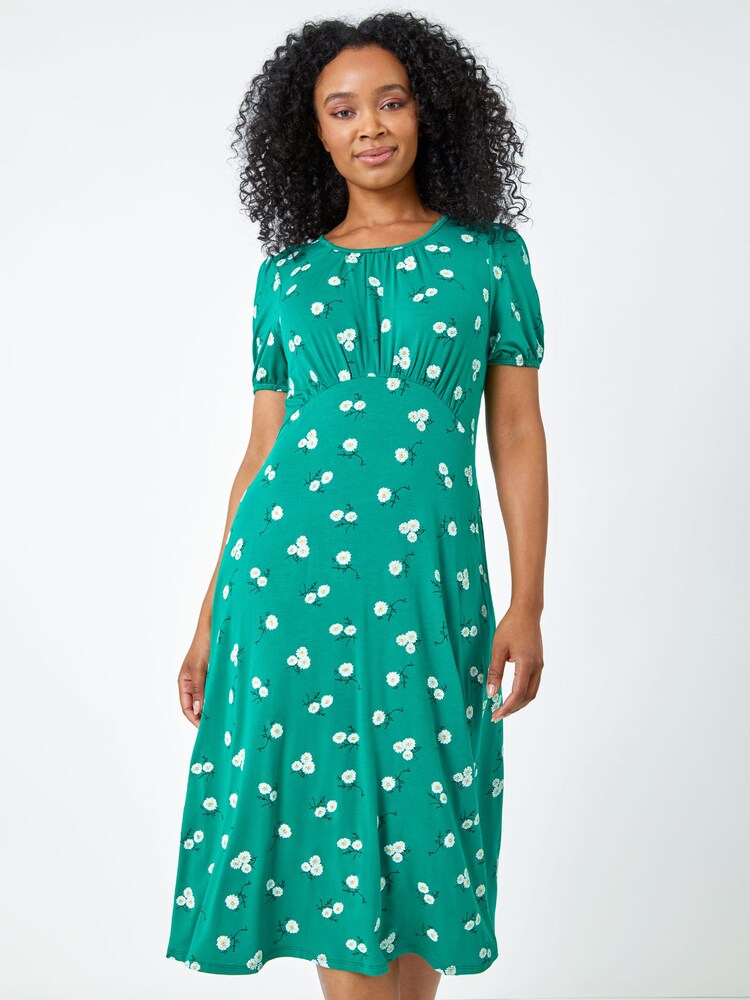 Roman Green Petite Floral Print Midi Dress - Image 2 of 5