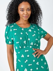 Roman Green Petite Floral Print Midi Dress - Image 4 of 5
