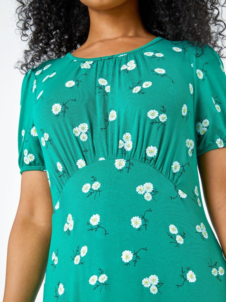 Roman Green Petite Floral Print Midi Dress - Image 5 of 5