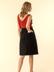 Roman Black A-Line Knee Length Denim Skirt - Image 2 of 4