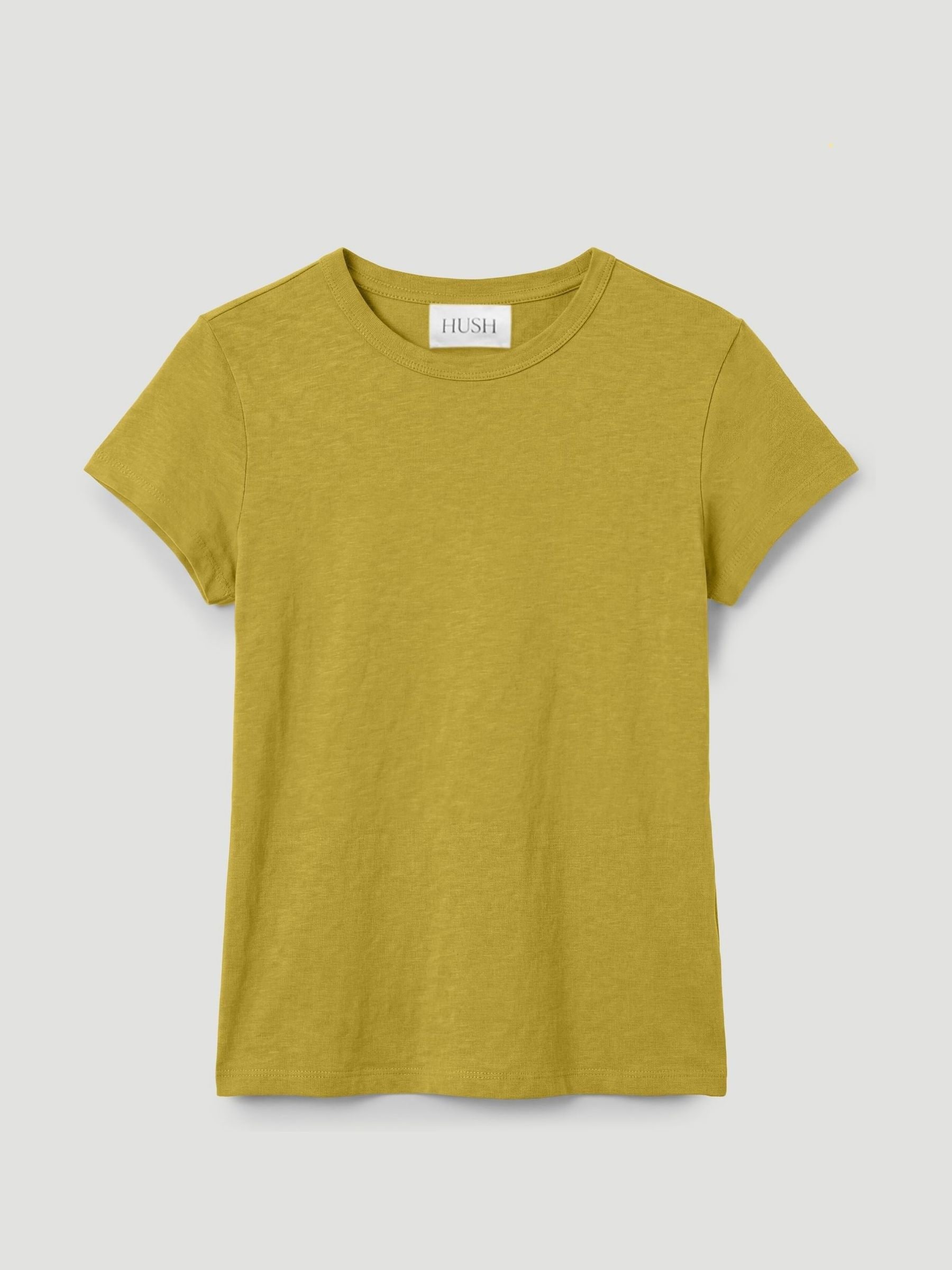 Buy Hush Olive Green Slim Fit Slub Cotton Crew Neck T-Shirt from