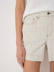 Hush Ecru Essential Stripe Denim Stretch Shorts - Image 4 of 5