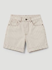 Hush Ecru Essential Stripe Denim Stretch Shorts - Image 5 of 5