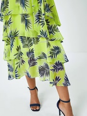 Roman Green Tropical Print Tiered Midi Dress - Image 5 of 5