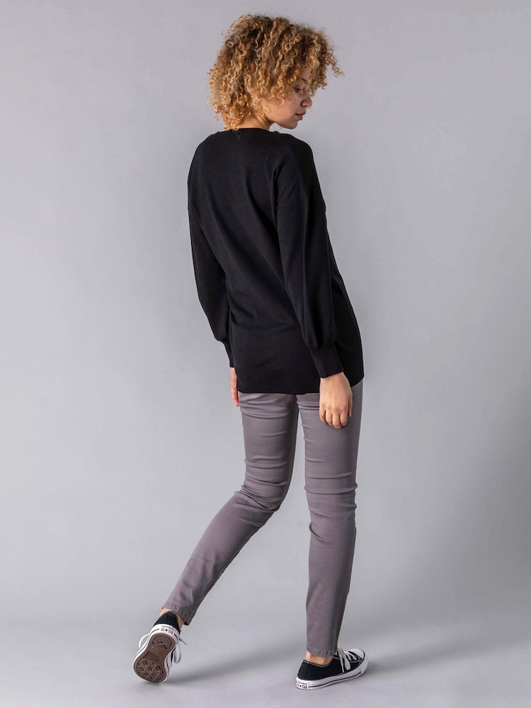 Roman Black V-Neck Long Sleeve Jumper - Image 2 of 4