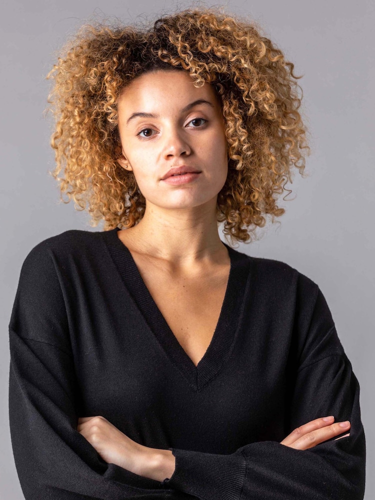 Roman Black V-Neck Long Sleeve Jumper - Image 4 of 4