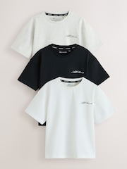 smALLSAINTS Black/White Script Crew Neck Relaxed T-Shirts 3 Pack - Image 1 of 7