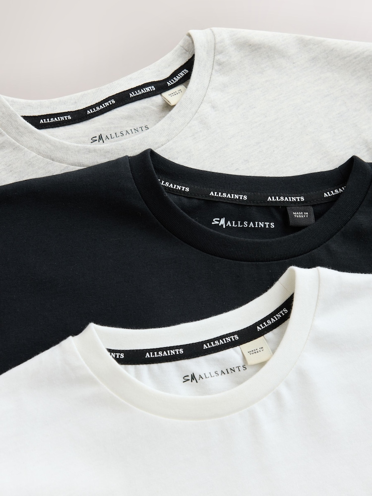 smALLSAINTS Black/White Script Crew Neck Relaxed T-Shirts 3 Pack - Image 7 of 7 smALLSAINTS Black/White Script Crew Neck Relaxed T-Shirts 3 Pack - Image 7 of 7