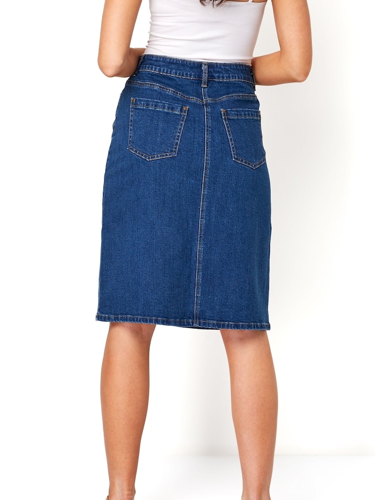 Roman Blue A-Line Knee Length Denim Skirt - Image 2 of 4