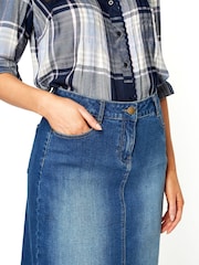 Roman Blue A-Line Knee Length Denim Skirt - Image 4 of 4