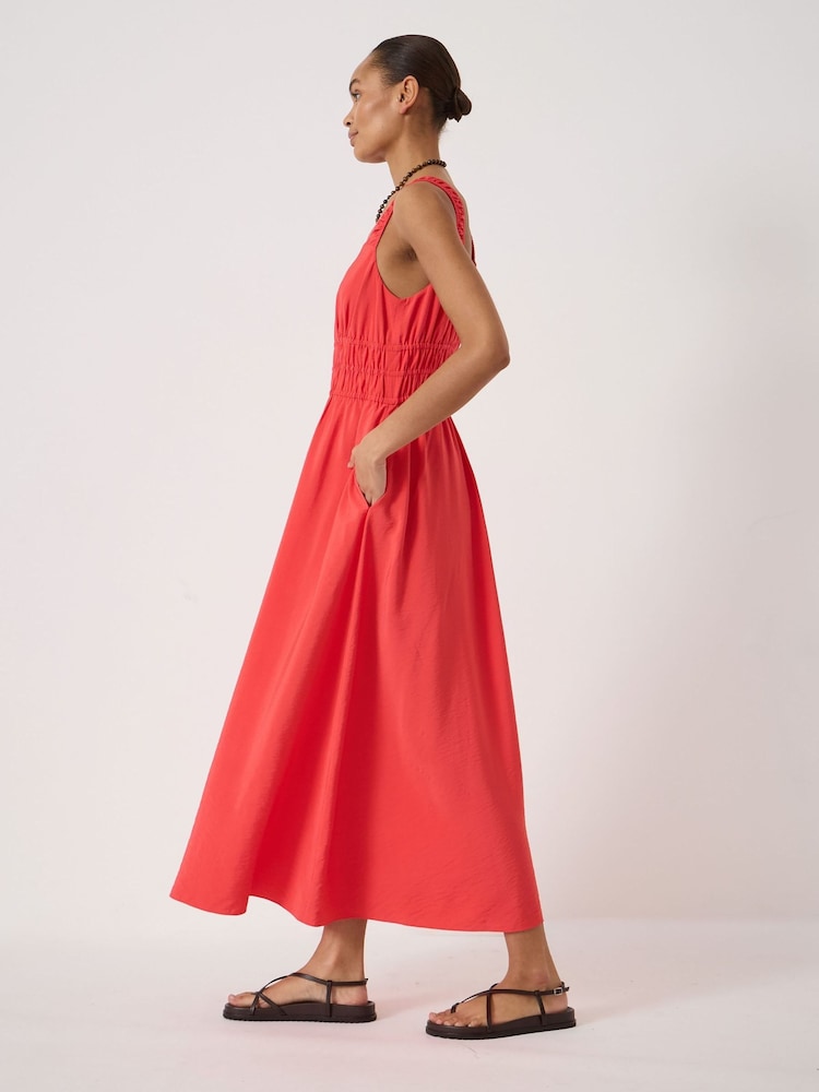 Hush Red Air Flow Gathered Straps Midi Dress - Image 2 of 6
