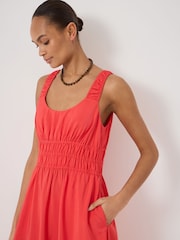 Hush Red Air Flow Gathered Straps Midi Dress - Image 5 of 6