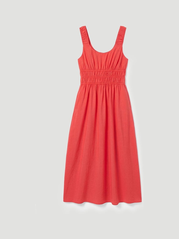 Hush Red Air Flow Gathered Straps Midi Dress - Image 6 of 6