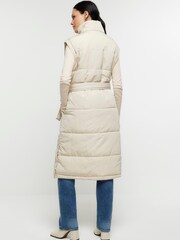 River Island Cream Long Line Padded Gilet - Image 2 of 5