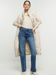 River Island Cream Long Line Padded Gilet - Image 3 of 5