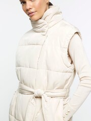 River Island Cream Long Line Padded Gilet - Image 4 of 5