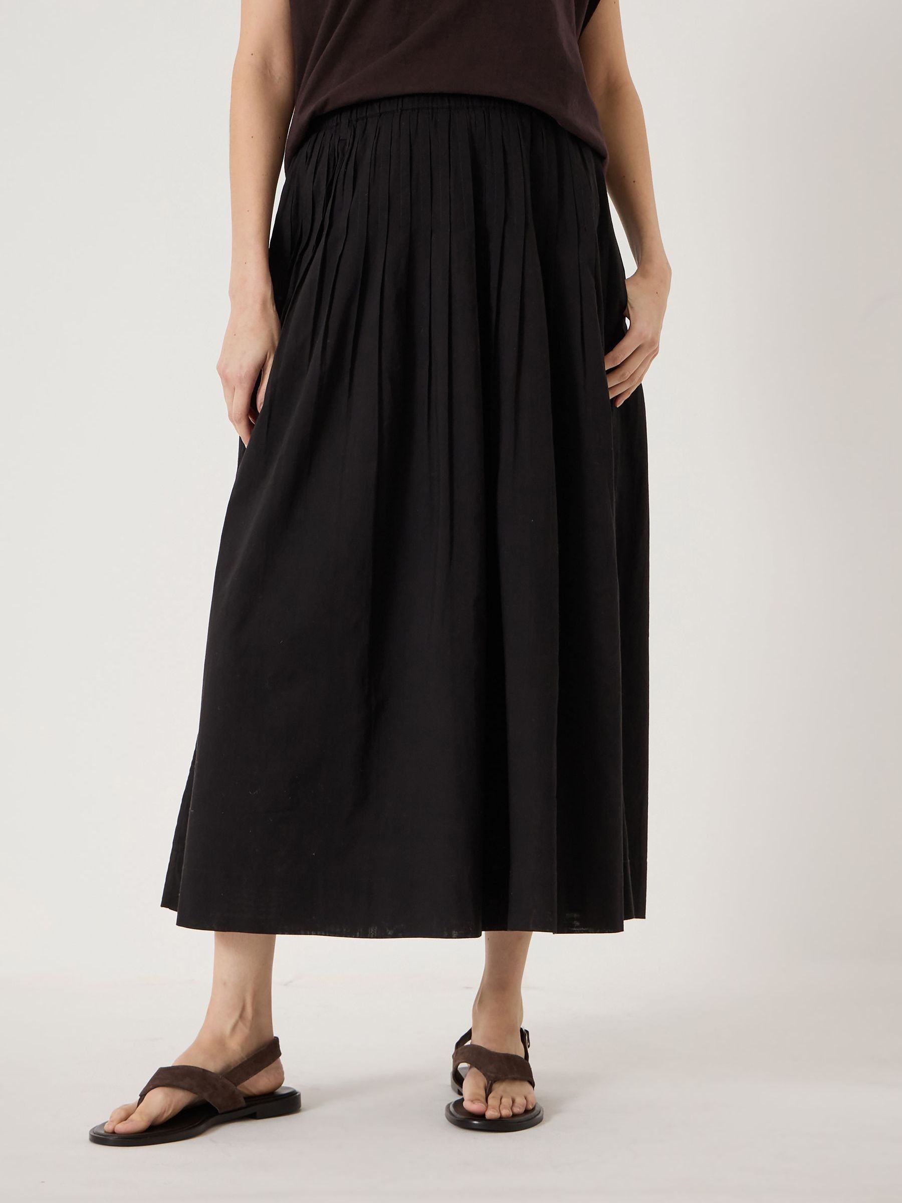 Buy Hush Black Maddie Pleated Cotton Voile Midi Skirt from Next USA