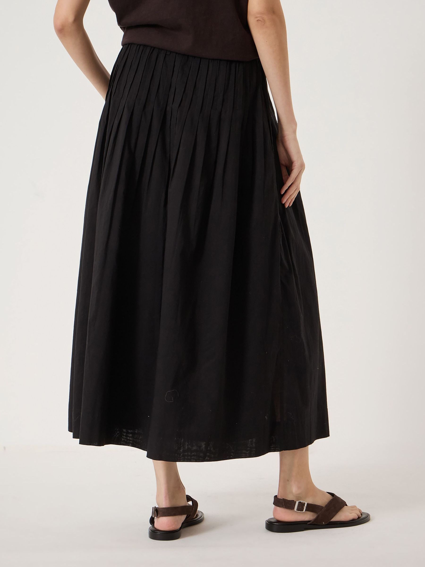Buy Hush Black Maddie Pleated Cotton Voile Midi Skirt from Next USA