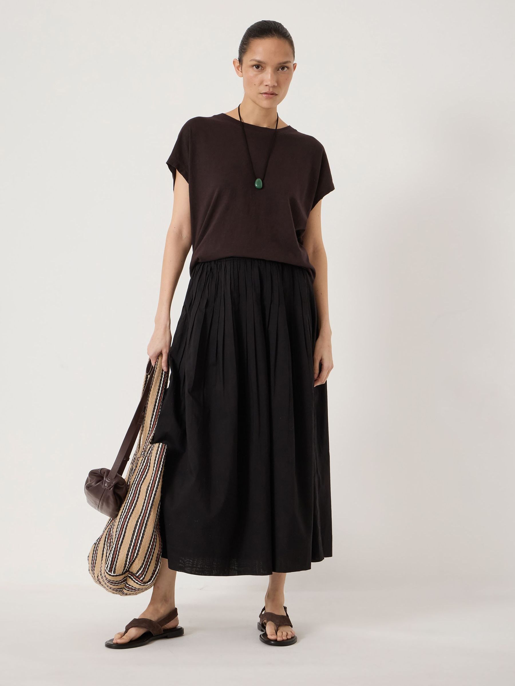 Buy Hush Black Maddie Pleated Cotton Voile Midi Skirt from Next USA