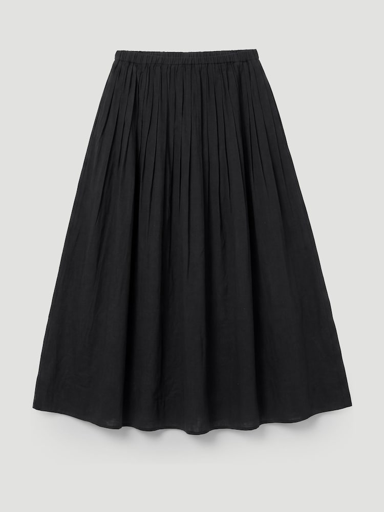 Hush Black Maddie Pleated Cotton Voile Midi Skirt - Image 7 of 7