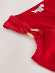Red Trim Hardware Detail Racer Ribbed Vest Top - Image 3 of 3
