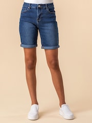 Roman Blue Turned Hem Denim Shorts - Image 1 of 4