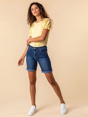 Roman Blue Turned Hem Denim Shorts - Image 3 of 4