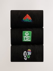 Black Duke of Edinburgh Embroidered Socks 3 Pack - Image 1 of 7