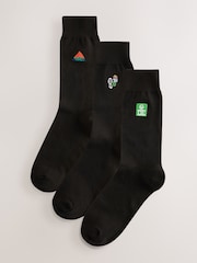 Black Duke of Edinburgh Embroidered Socks 3 Pack - Image 2 of 7