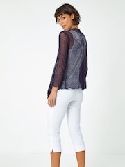 Roman Blue Textured Pointelle Detail Shrug - Image 2 of 5
