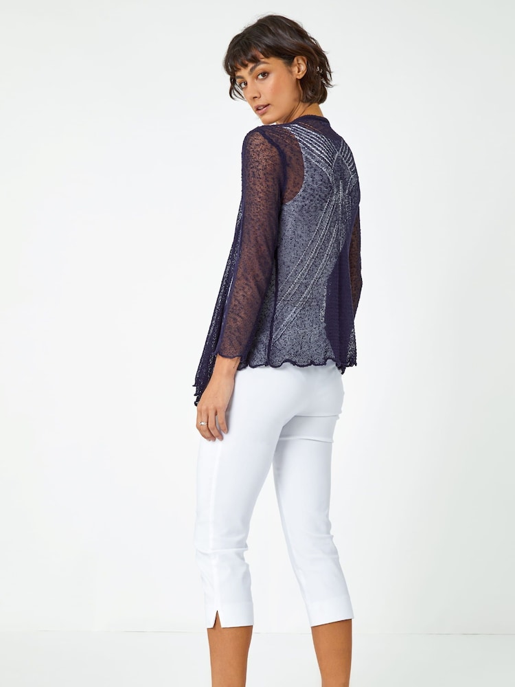 Roman Blue Textured Pointelle Detail Shrug - Image 2 of 5