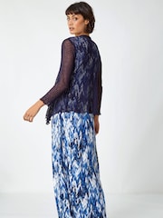 Roman Blue Textured Pointelle Detail Shrug - Image 4 of 5