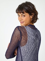 Roman Blue Textured Pointelle Detail Shrug - Image 5 of 5
