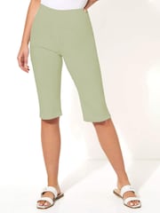 Roman khaki Green Knee Length Stretch Shorts - Image 1 of 4