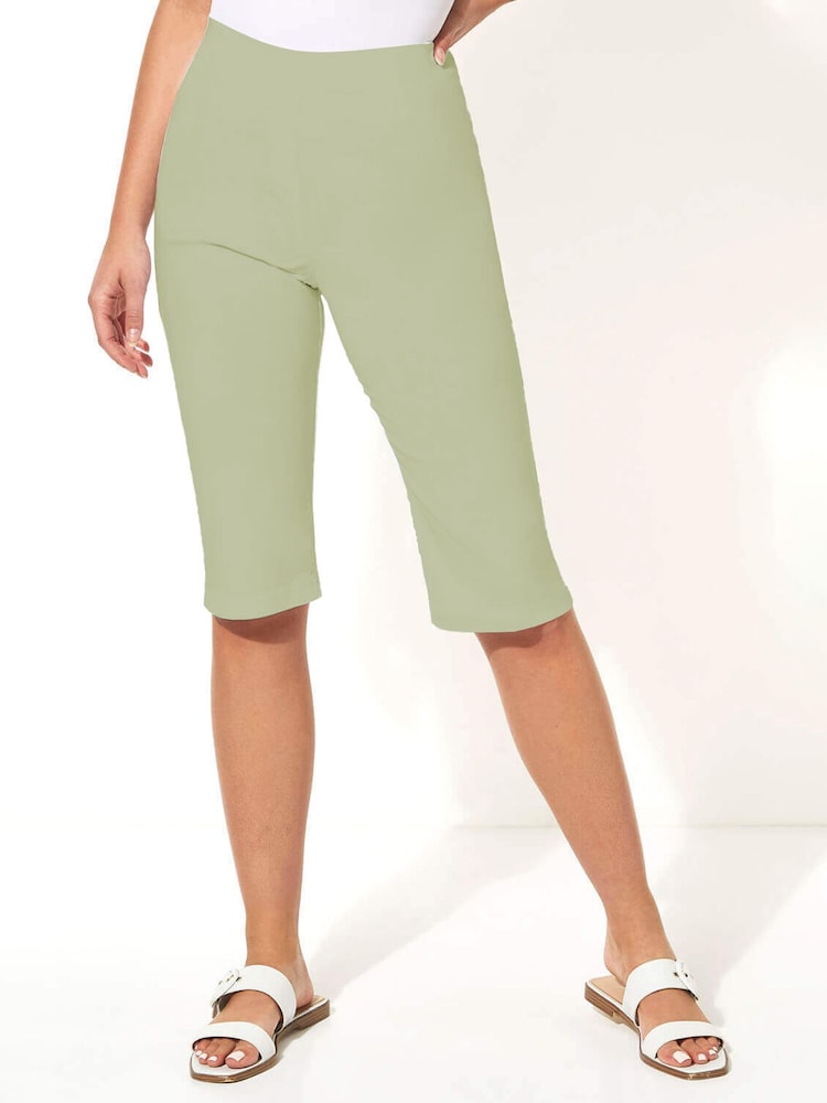 Roman khaki Green Knee Length Stretch Shorts - Image 1 of 4