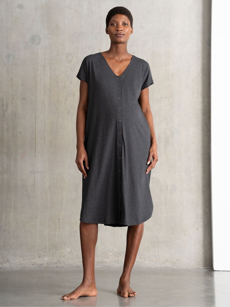 Seraphine Black Midi Birthing and Maternity Dress - Image 1 of 6