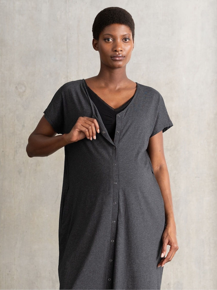 Seraphine Black Midi Birthing and Maternity Dress - Image 4 of 6