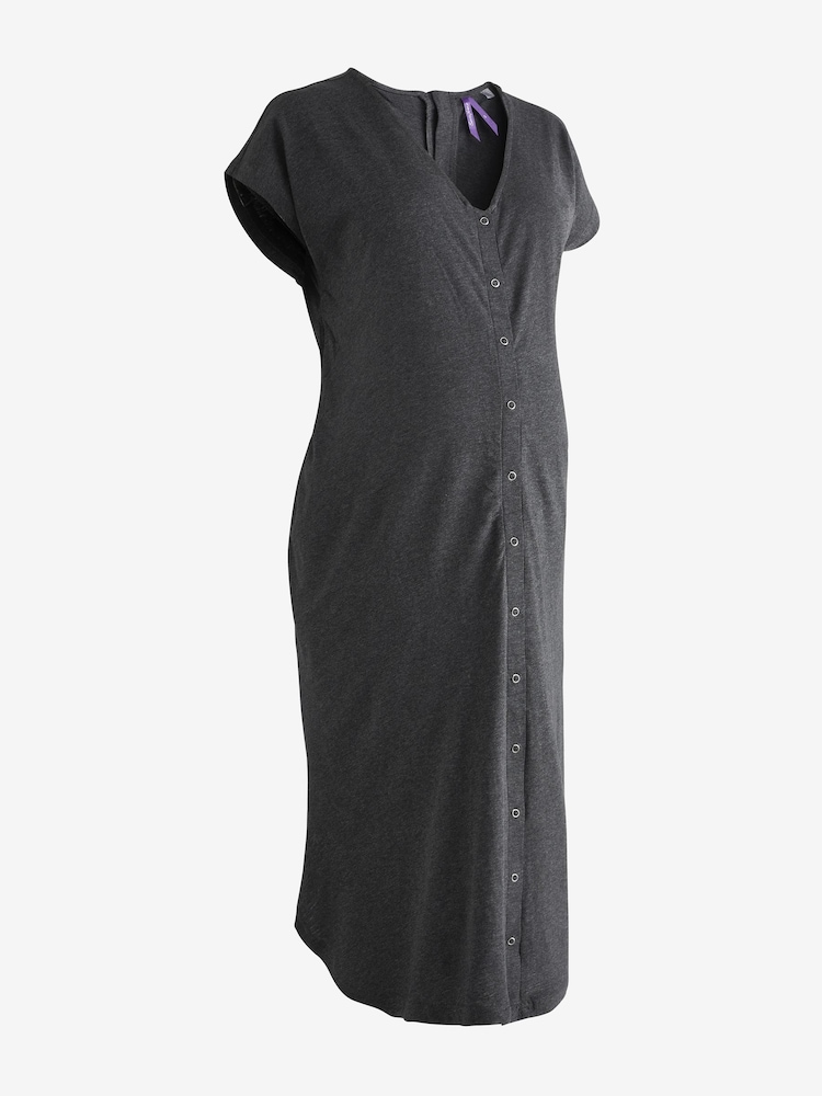 Seraphine Black Midi Birthing and Maternity Dress - Image 6 of 6