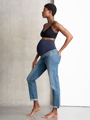 Seraphine Blue Relaxed Slim Overbump Maternity 100% Cotton Jeans - Image 2 of 5