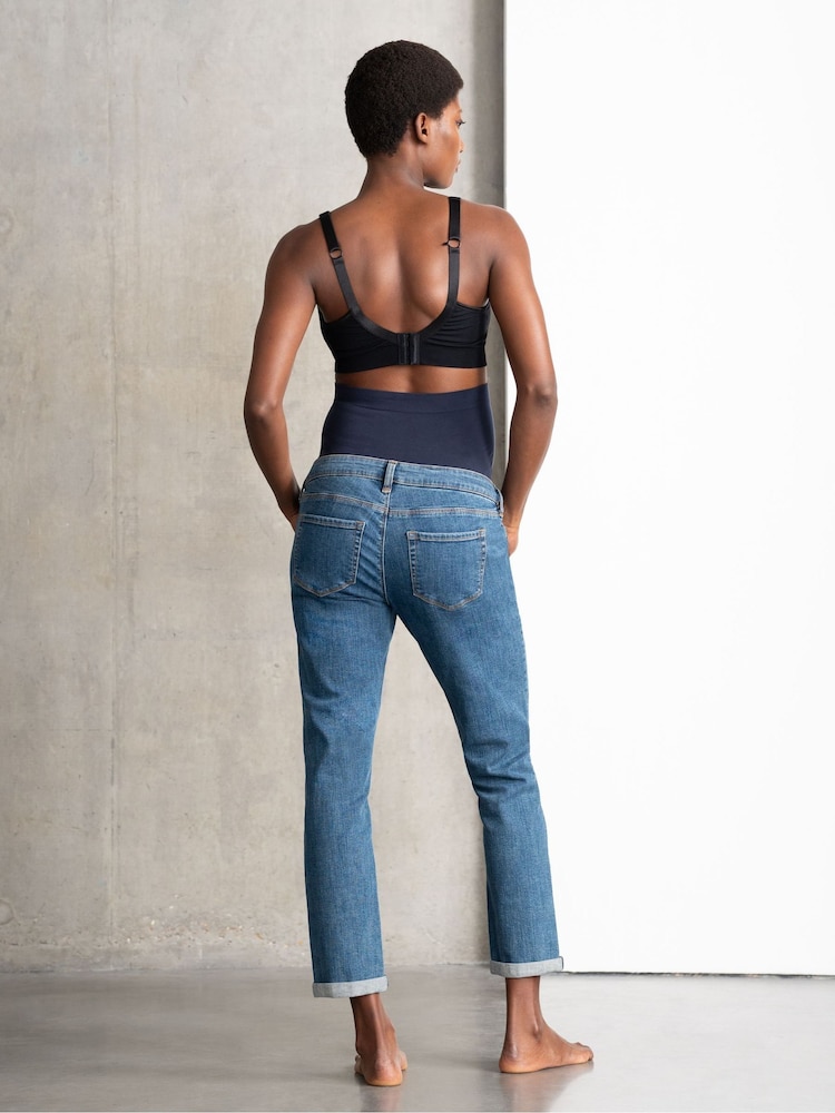 Seraphine Blue Relaxed Slim Overbump Maternity 100% Cotton Jeans - Image 3 of 5