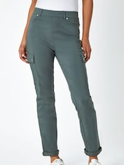 Roman Grey Turn Up Stretch Cargo Trousers - Image 1 of 6