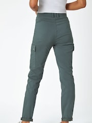 Roman Grey Turn Up Stretch Cargo Trousers - Image 3 of 6