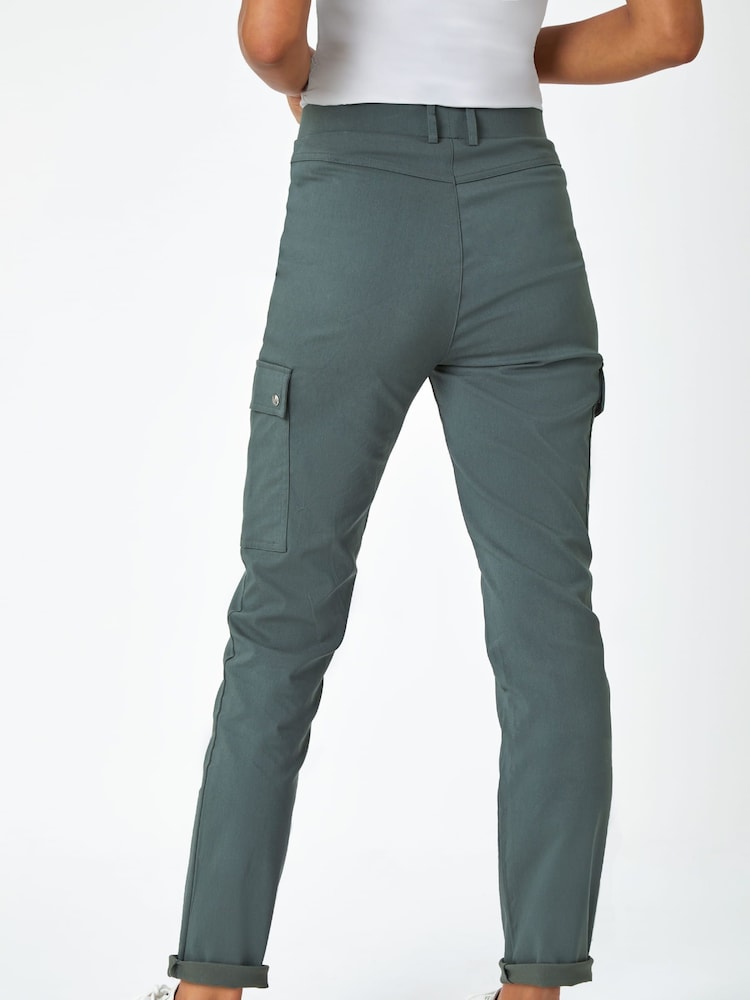Roman Grey Turn Up Stretch Cargo Trousers - Image 3 of 6