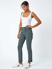 Roman Grey Turn Up Stretch Cargo Trousers - Image 4 of 6