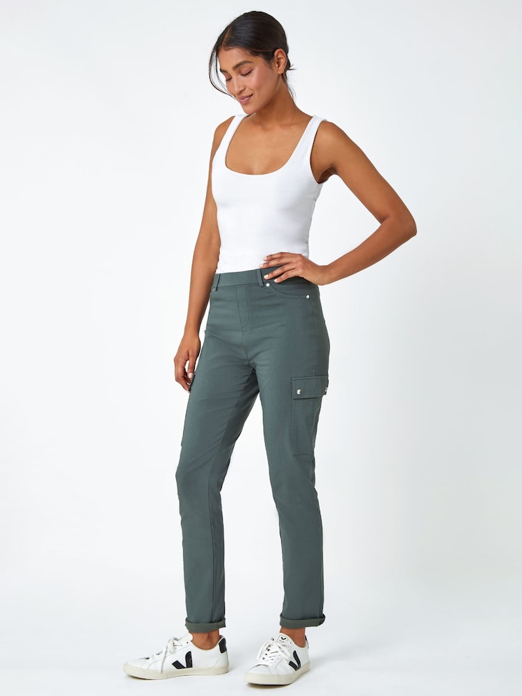 Roman Grey Turn Up Stretch Cargo Trousers - Image 4 of 6