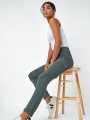 Roman Grey Turn Up Stretch Cargo Trousers - Image 5 of 6