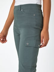 Roman Grey Turn Up Stretch Cargo Trousers - Image 6 of 6