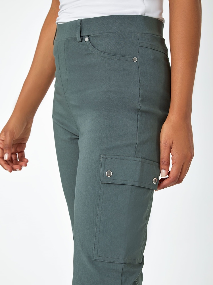 Roman Grey Turn Up Stretch Cargo Trousers - Image 6 of 6