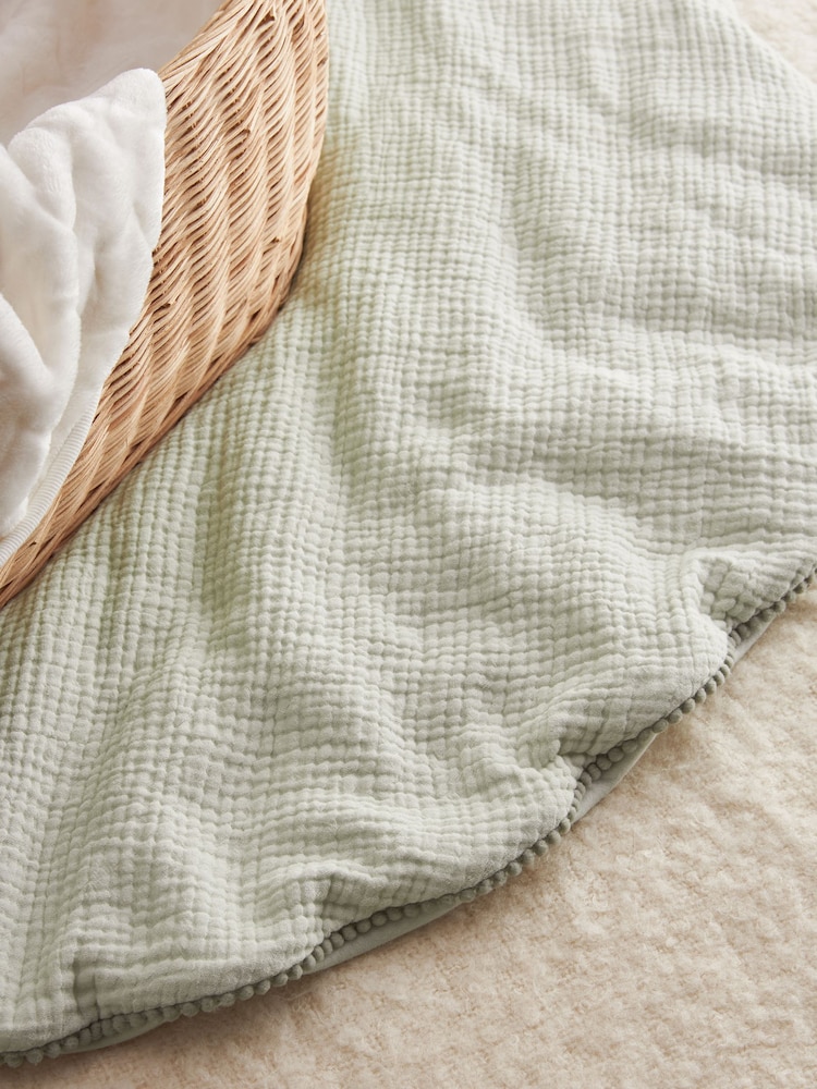 Sage Green Pom Baby Mat - Image 2 of 6