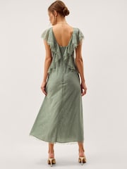 Monsoon Green Alda Ruffle Lace Midi Dress - Image 2 of 6